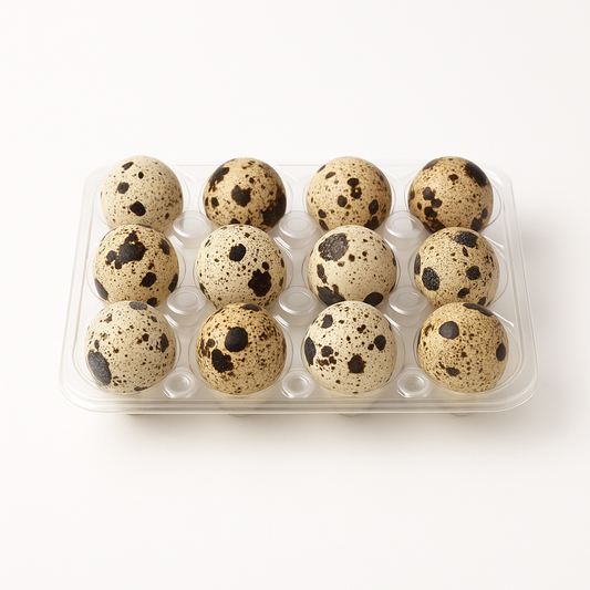 Quail Eggs – 1 Tray (12 pcs, Speckled Shells)